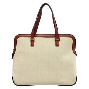 Hermès Escapade Handbag Cream rouge ash Toile H Leather